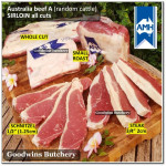 Beef Sirloin AUSTRALIA BUDGET (Striploin / New York Strip / Has Luar) frozen AMH STEAK 1cm 3/8" (price/pack 600g 4-5pcs)